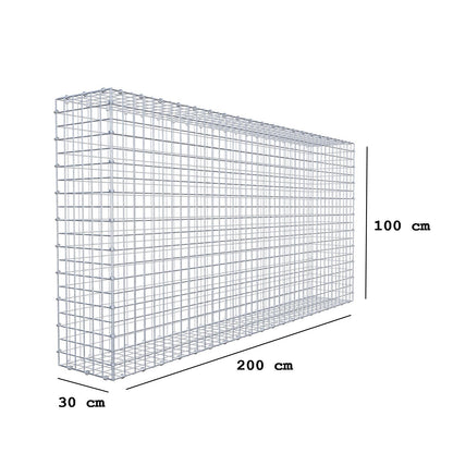 Gabion 200 cm x 100 cm x 30 cm (L x H x P), mailles 5 x 5 cm, anneau en spirale