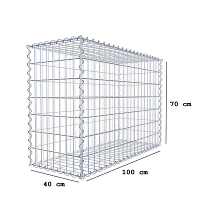 Gabbione 100 cm x 70 cm x 40 cm (L x H x P), maglia 5 cm x 10 cm, spirale