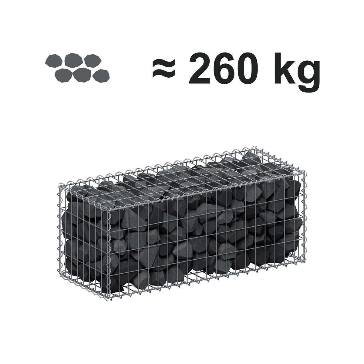 Gabion 100 cm x 40 cm x 40 cm (L x H x P), mailles 5 cm x 10 cm, spirale
