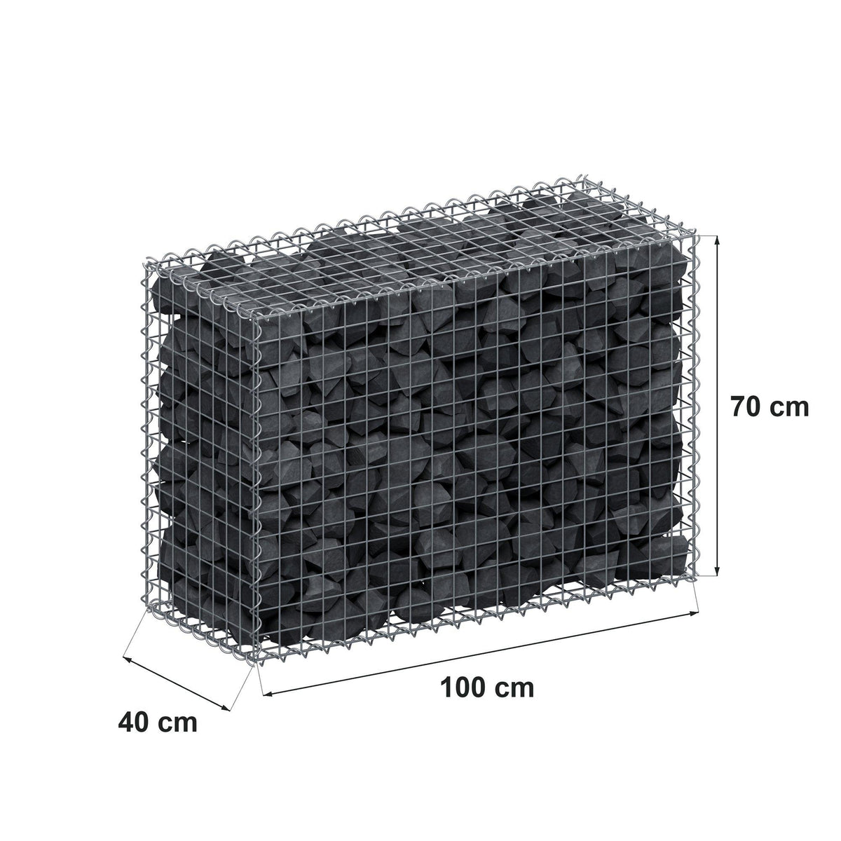 Gabion 100 cm x 70 cm x 40 cm (L x H x D), mesh size 5 cm x 5 cm, spiral