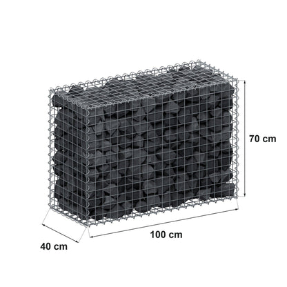 Gabion 100 cm x 70 cm x 40 cm (L x H x D), mesh size 5 cm x 5 cm, spiral