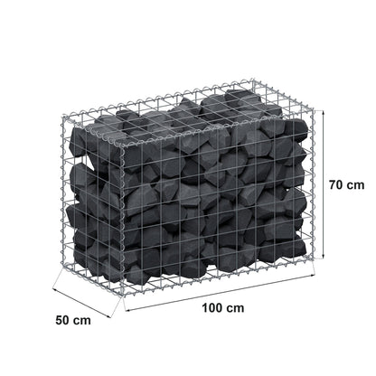 Gabion 100 cm x 70 cm x 50 cm (L x H x D), maskestørrelse 10 cm x 10 cm, spiral