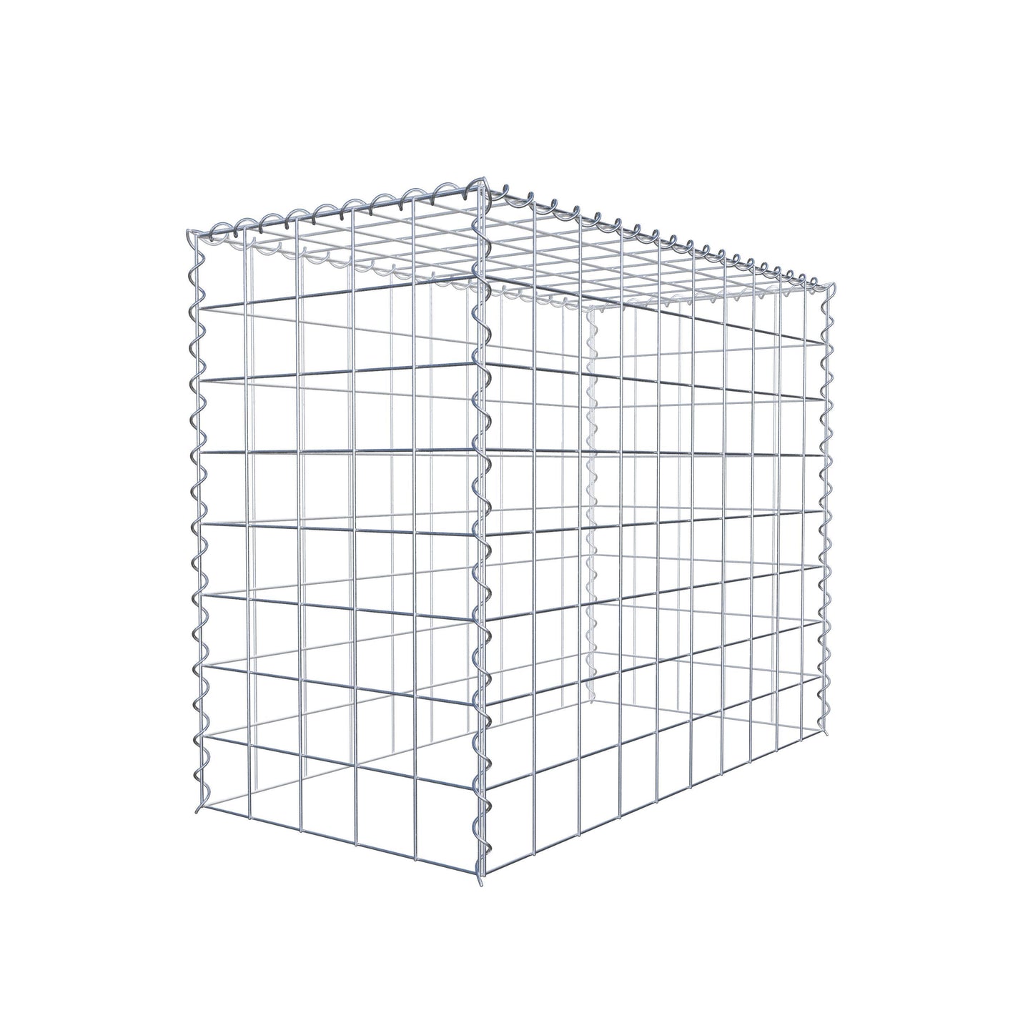 Opbouw schanskorf type 3 100 cm x 80 cm x 50 cm (L x H x D), maaswijdte 10 cm x 10 cm, spiraal