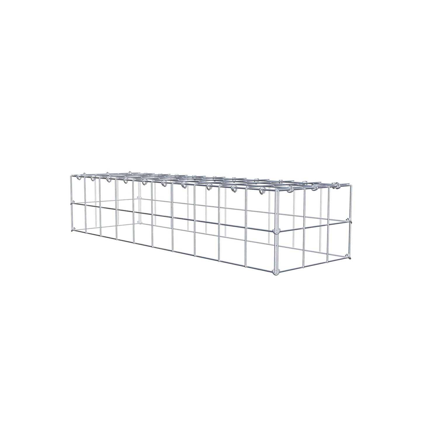 Typ 3 påbyggnadsgabion 100 cm x 20 cm x 30 cm (L x H x D), maskstorlek 10 cm x 10 cm, C-ring