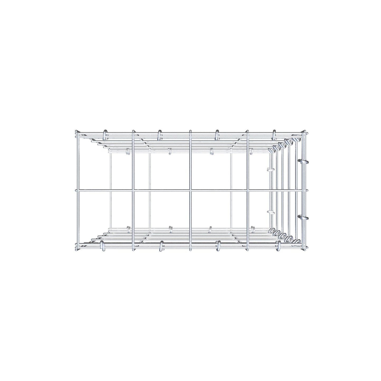 Type 2 oplegkorf 50 cm x 40 cm x 20 cm (L x H x D), maaswijdte 10 cm x 10 cm, C-ring