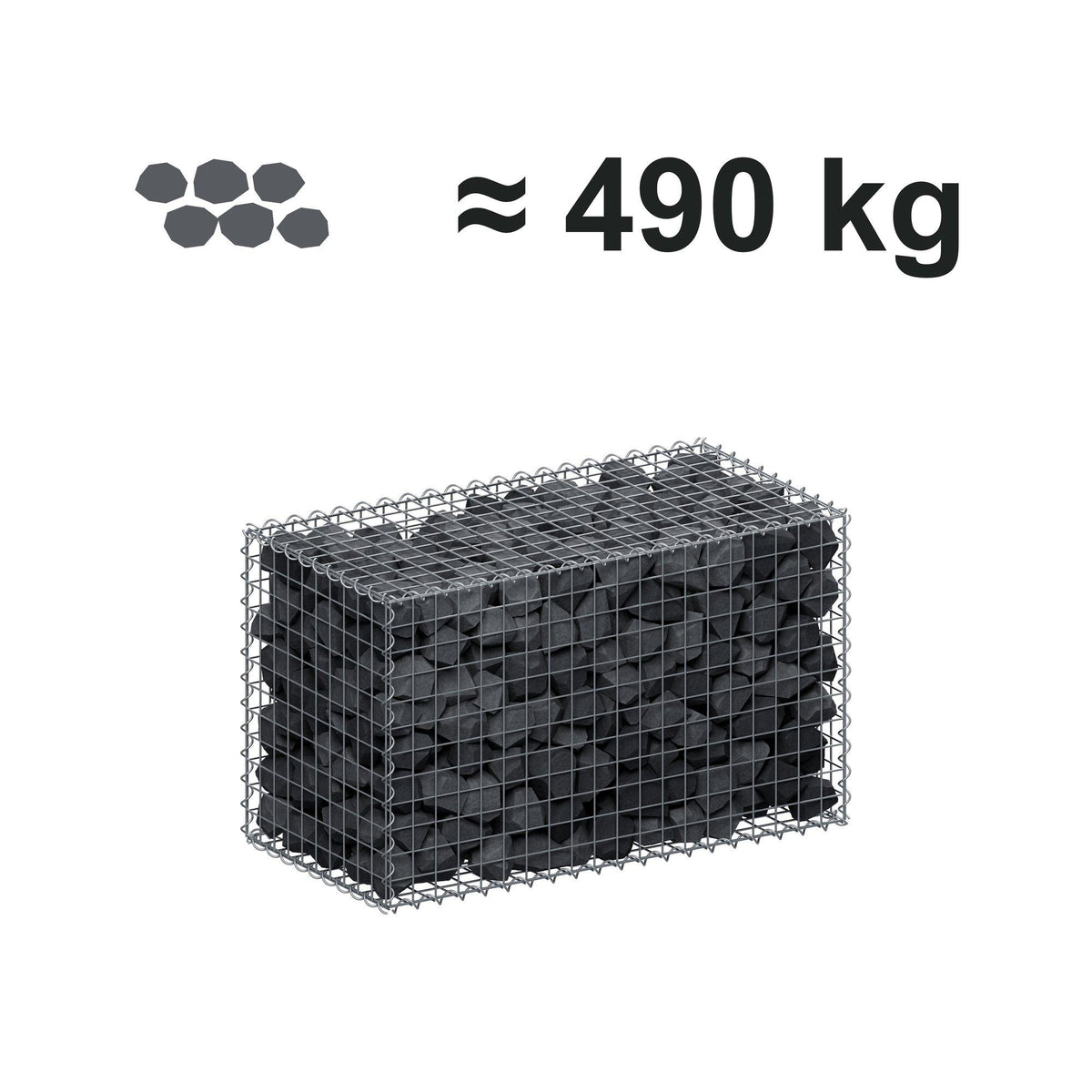 Gabion 100 cm x 60 cm x 50 cm (L x H x D), maskstorlek 5 cm x 5 cm, spiral