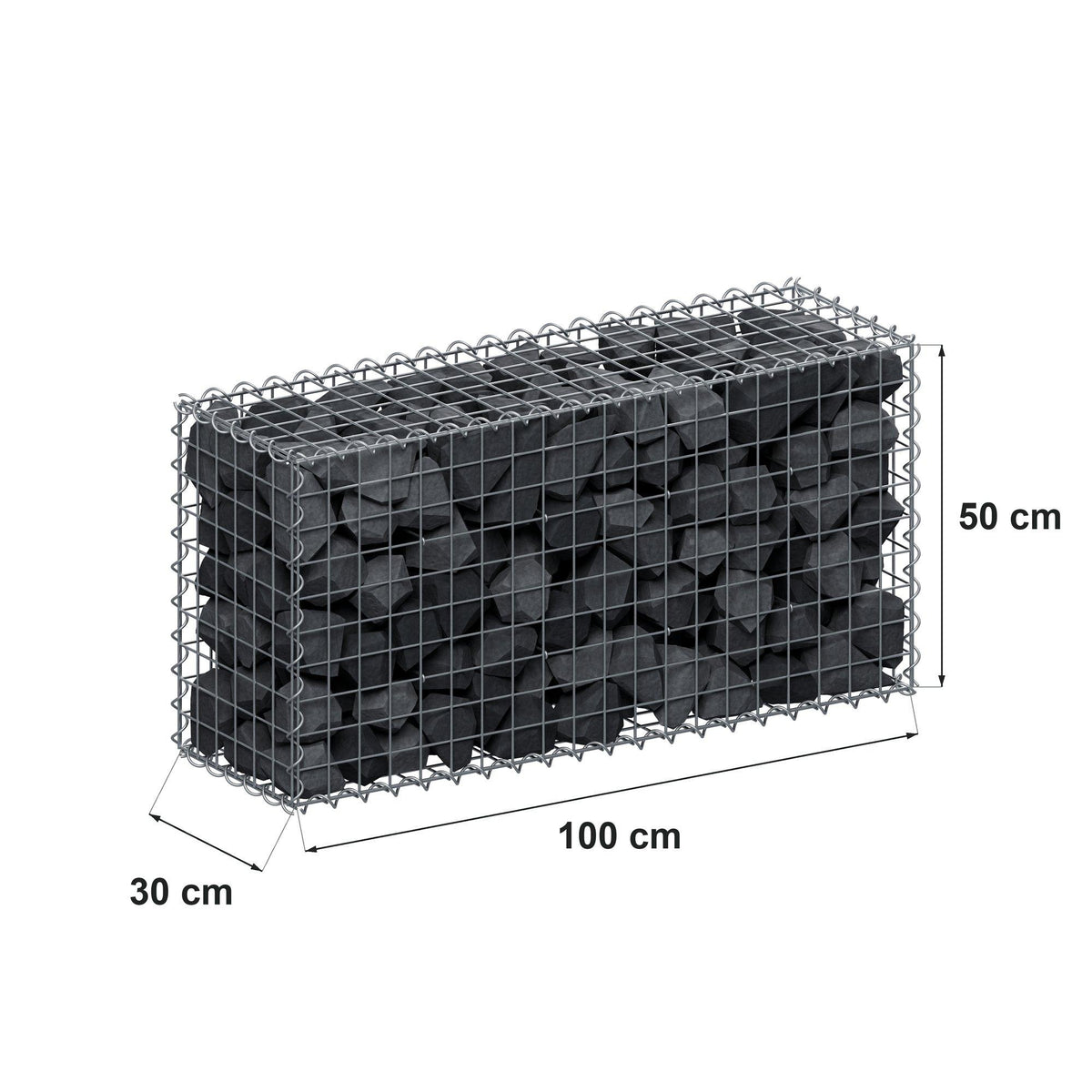 Gabion 100 cm x 50 cm x 30 cm (L x H x P), mailles 5 cm x 5 cm, spirale