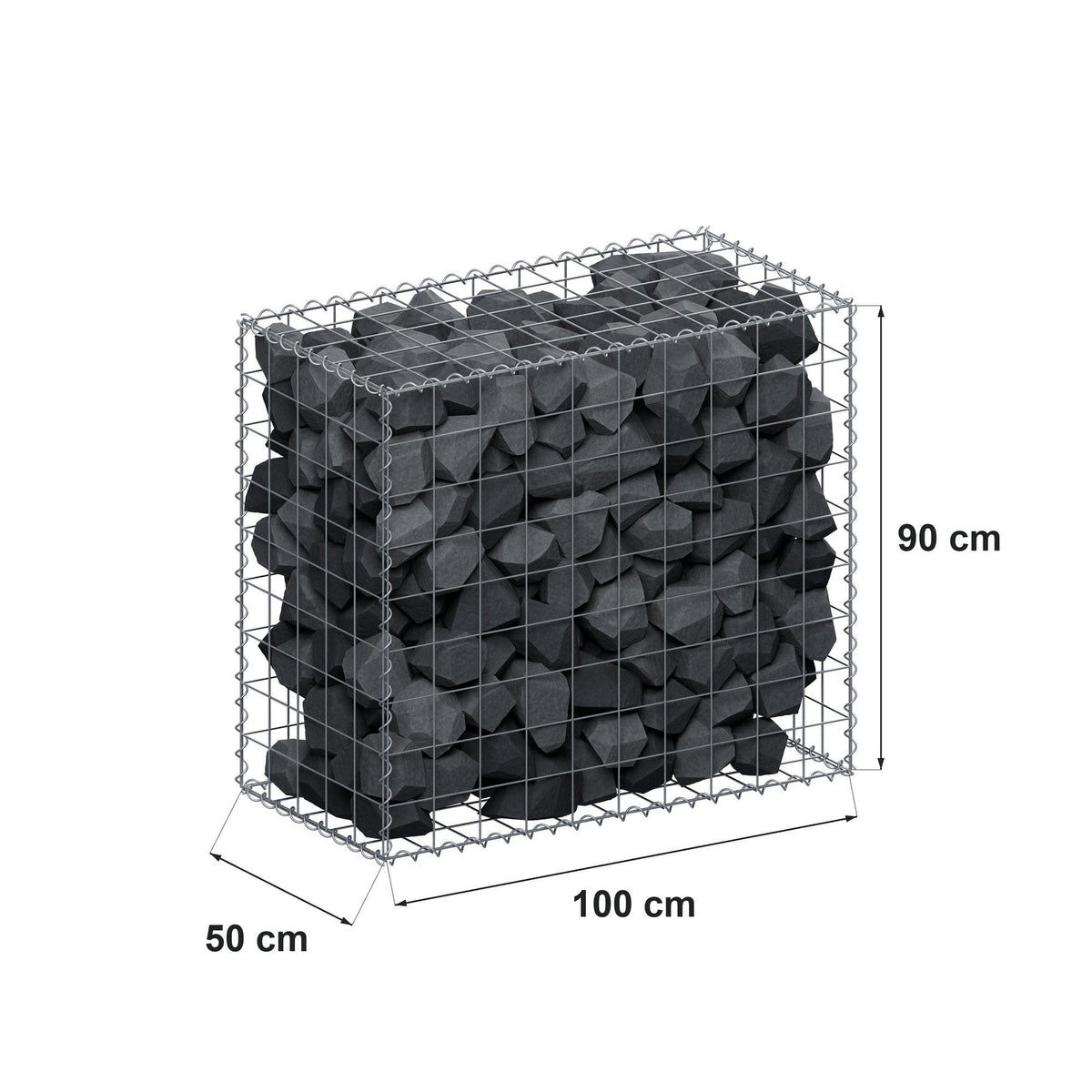 Gabion 100 cm x 90 cm x 50 cm (L x H x D), mesh size 10 cm x 10 cm, spiral