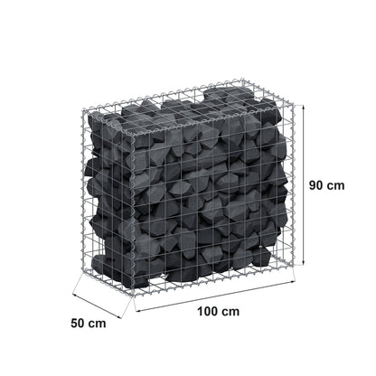 Gabion 100 cm x 90 cm x 50 cm (L x H x D), mesh size 10 cm x 10 cm, spiral