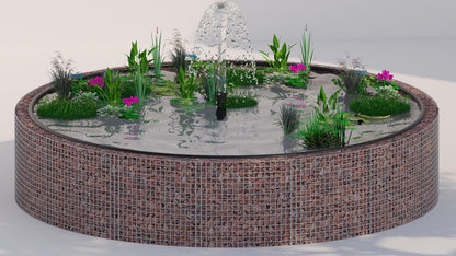 Gabion-dam, rund, ydre diameter 202 cm, højde 80 cm, maskestørrelse 5 x 5 cm, vægtykkelse 15 cm