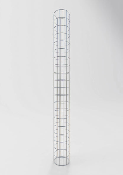 Colonna di gabbioni, rotonda, zincata a caldo, 22 cm di diametro, 200 cm di altezza, MW 5 cm x 10 cm