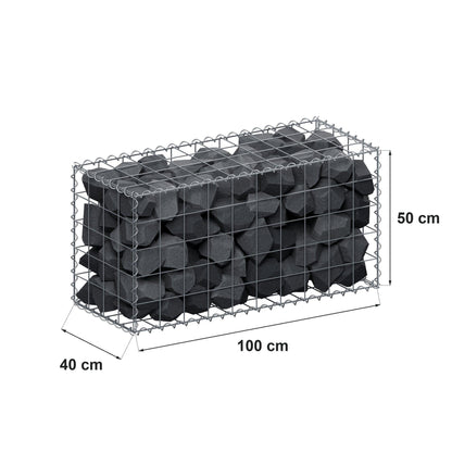 Gabbione 100 cm x 50 cm x 40 cm (L x H x P), maglia 10 cm x 10 cm, spirale