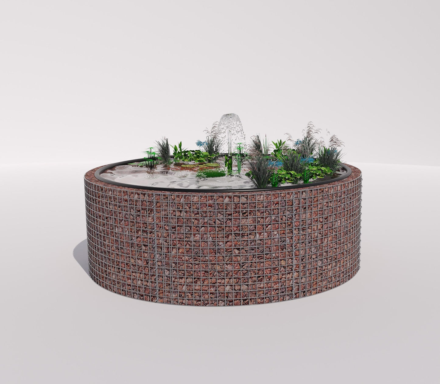 Gabionen Hochteich rund, Außendurchmesser 232 cm, Höhe 80 cm, Maschenweite 5 x 5 cm, Wandstärke 15 cm