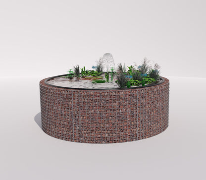 Gabionen Hochteich rund, Außendurchmesser 232 cm, Höhe 80 cm, Maschenweite 5 x 5 cm, Wandstärke 15 cm