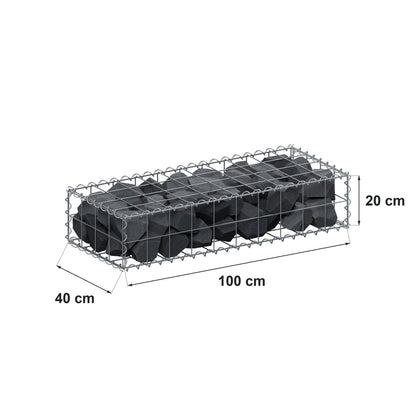 Gabbione 100 cm x 20 cm x 40 cm (L x H x P), maglia 10 cm x 10 cm, spirale