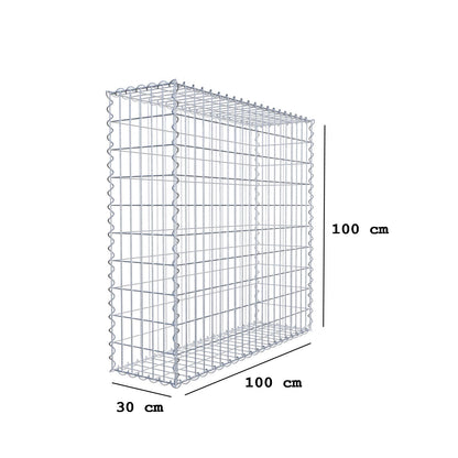 Gabião 100 cm x 100 cm x 30 cm (C x A x P), malhagem 5 cm x 10 cm, espiral