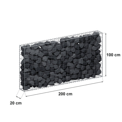Gabion 200 cm x 100 cm x 20 cm (L x H x D), maskstorlek 10 cm x 10 cm, spiral