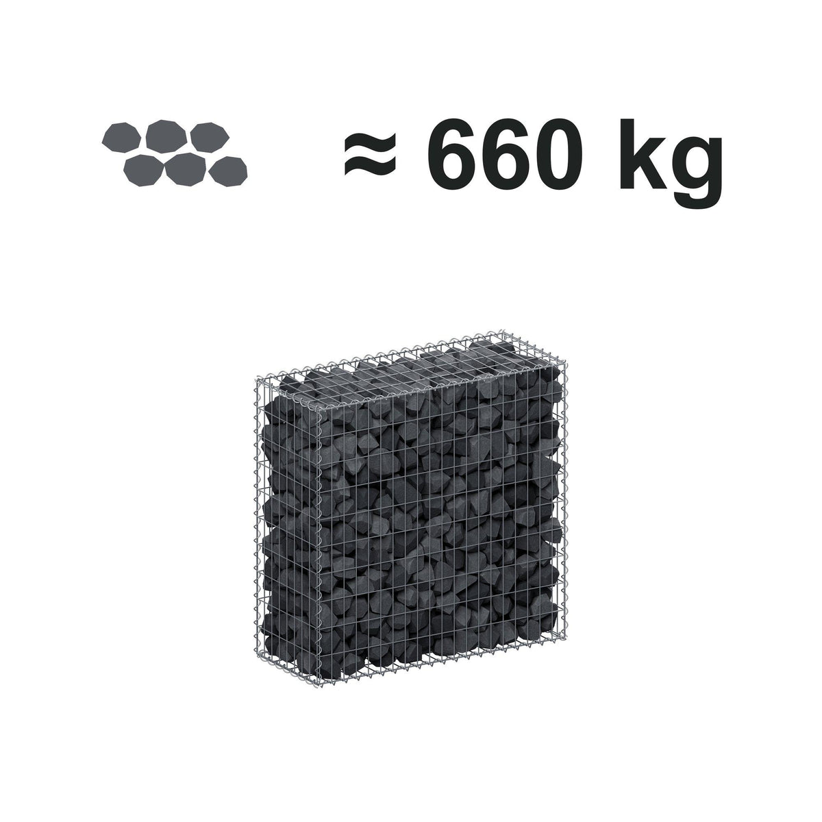Gabione 100 cm x 100 cm x 40 cm (L x H x T), Maschenweite 5 cm x 10 cm, Spirale