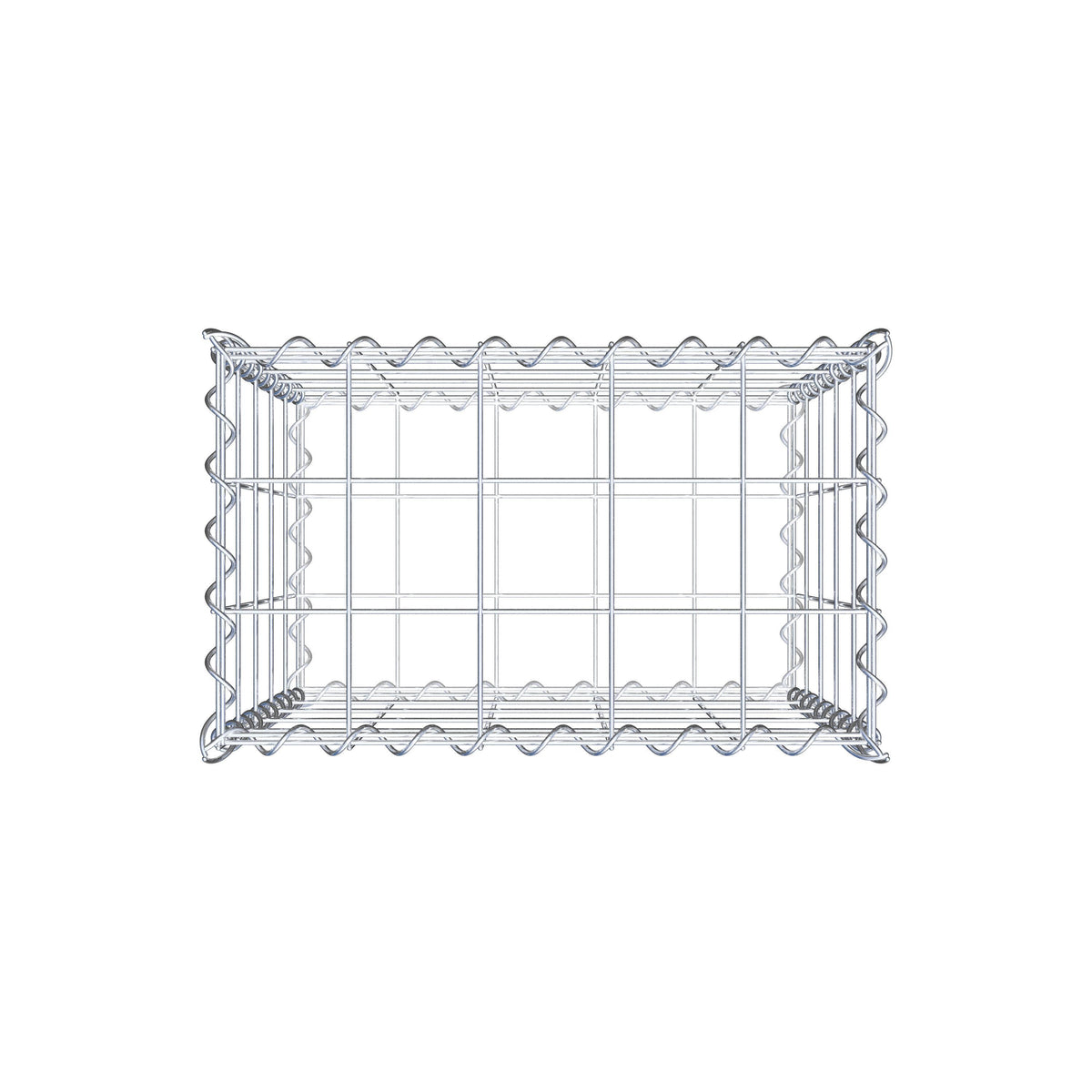 Gabião 50 cm x 50 cm x 30 cm (C x A x P), malhagem 10 cm x 10 cm, espiral