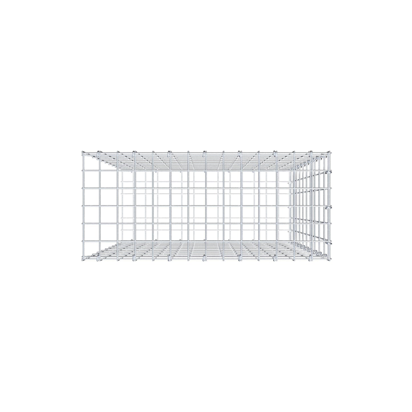 Monteret gabion type 2 100 cm x 70 cm x 30 cm, maskestørrelse 5 cm x 10 cm, C-ring