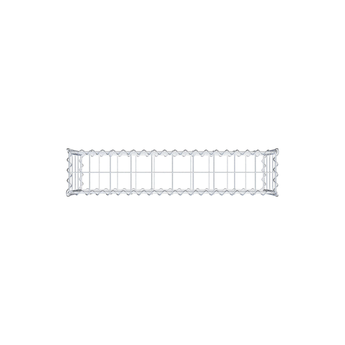 Schanskorf 100 cm x 40 cm x 20 cm (L x H x D), maaswijdte 10 cm x 10 cm, spiraalvormig