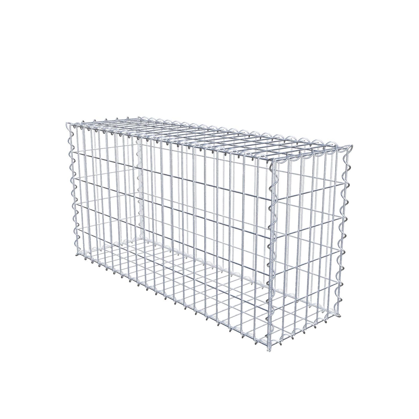 Sats med 2 gabioner 100 cm x 50 cm x 30 cm (L x H x D), maskstorlek 5 x 10 cm, spiral