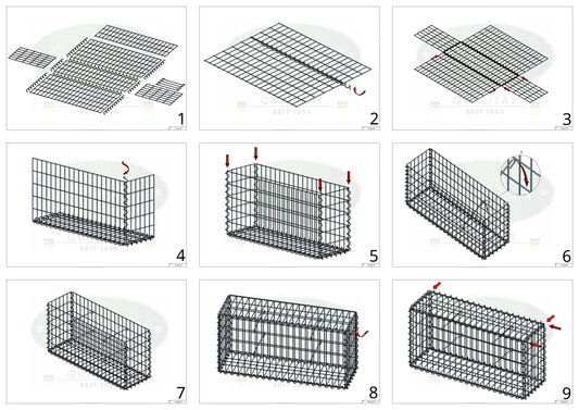 Gabion 50 cm x 50 cm x 20 cm (L x H x P), mailles 5 cm x 10 cm, spirale