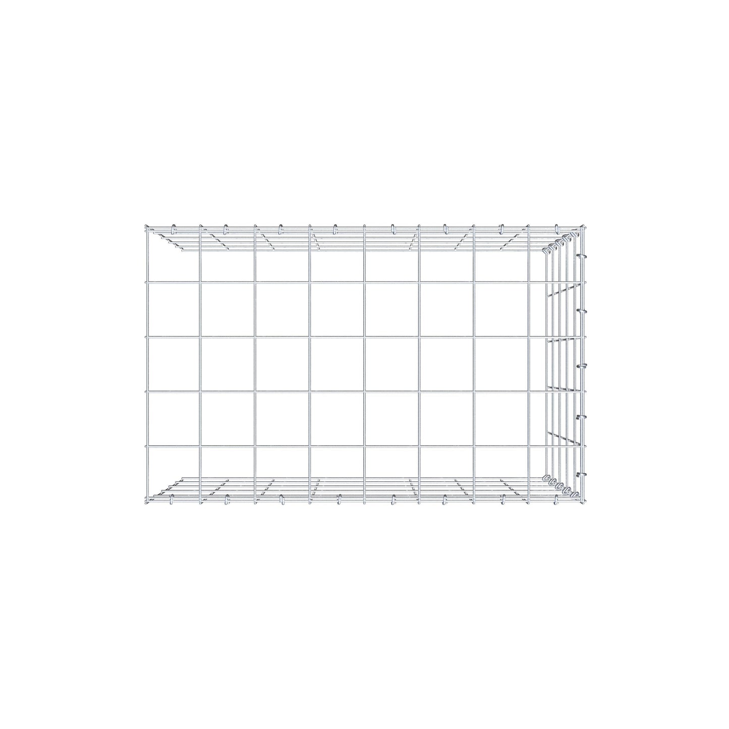 Monteret gabion type 4 80 cm x 50 cm x 50 cm (L x H x D), maskestørrelse 10 cm x 10 cm, C-ring