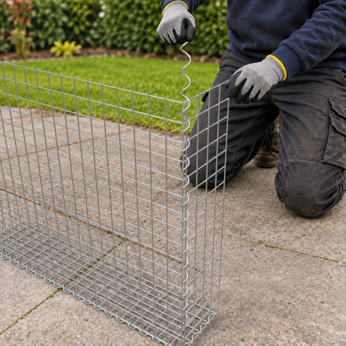 Gabion 100 cm x 80 cm x 20 cm (L x H x D), maskestørrelse 5 cm x 5 cm, spiral