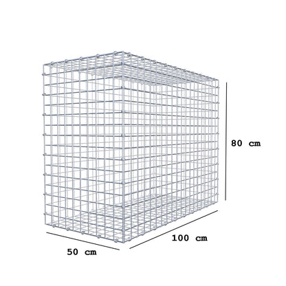 Gabion 100 cm x 80 cm x 50 cm (L x H x D), maskestørrelse 5 x 5 cm, spiralring