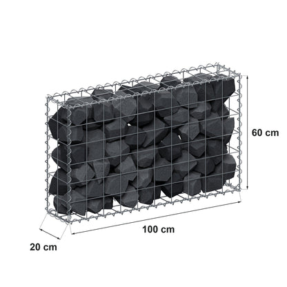 Gabione 100 cm x 60 cm x 20 cm (L x H x T), Maschenweite 10 cm x 10 cm, Spirale