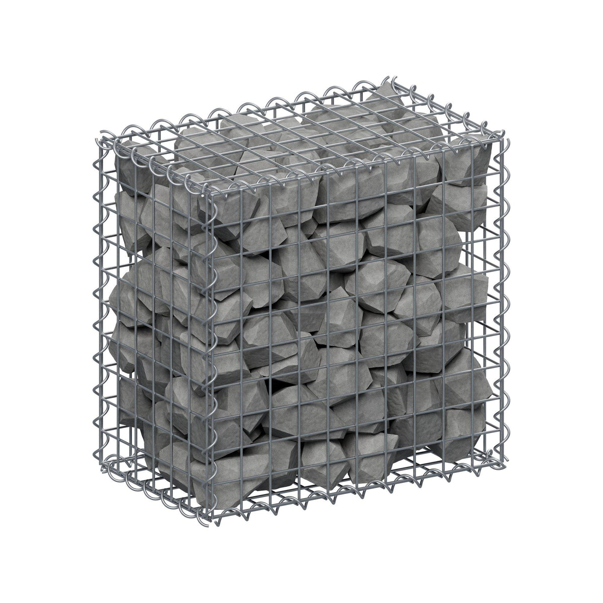 Gabião 50 cm x 50 cm x 30 cm (C x A x P), malhagem 5 cm x 5 cm, espiral