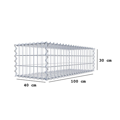 Gabion 100 cm x 30 cm x 40 cm (L x H x D), maskstorlek 5 cm x 10 cm, spiral