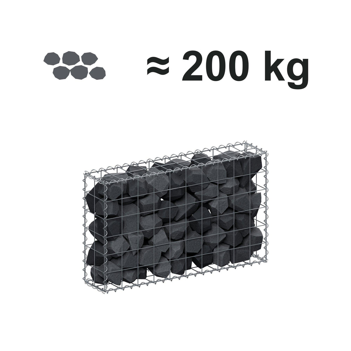 Gabione 100 cm x 60 cm x 20 cm (L x H x T), Maschenweite 10 cm x 10 cm, Spirale