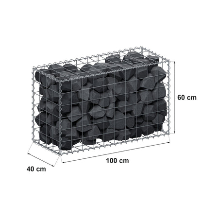 Gabião 100 cm x 60 cm x 40 cm (C x A x P), malhagem 10 cm x 10 cm, espiral