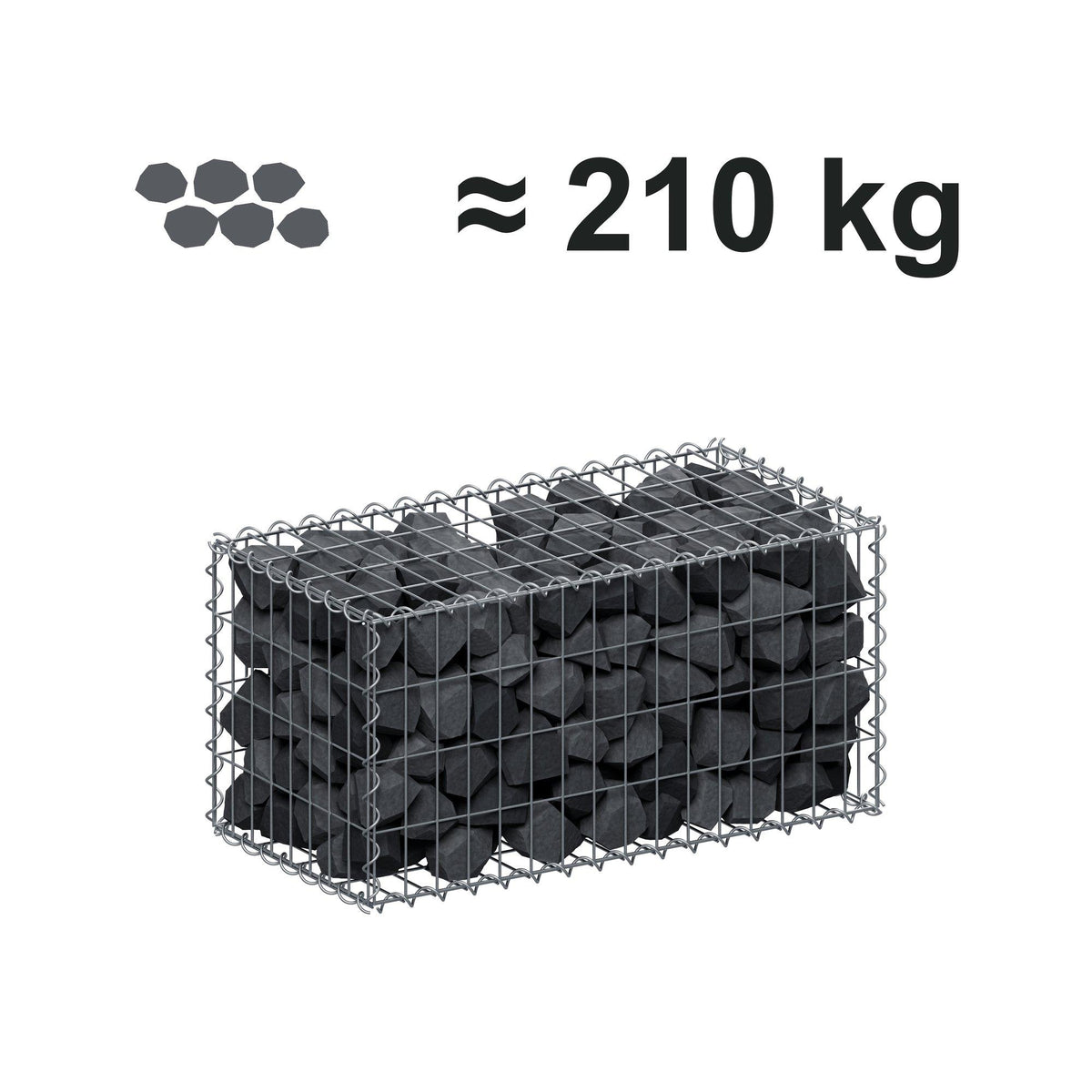 Gabione 80 cm x 40 cm x 40 cm (L x H x T), Maschenweite 5 cm x 10 cm, Spirale