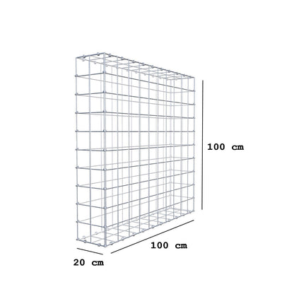 Gabione 100 cm x 100 cm x 20 cm (L x H x T), Maschenweite 10 x 10 cm, Spiralring
