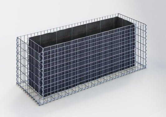 Högbädd, fyrkantig 170 cm x 60 cm x 60 cm (L x H x D), maskstorlek 5 x 10 cm, väggtjocklek 10 cm
