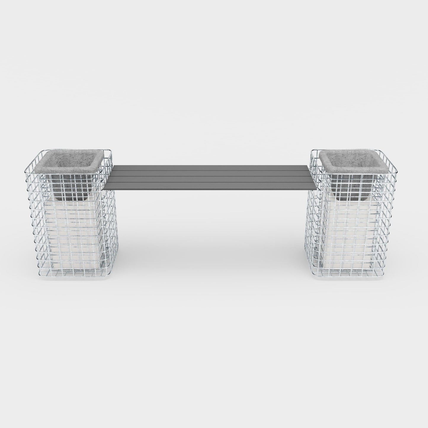 Banc de jardin 2 colonnes à fleurs - 200 x 62 x 42 ( L x H x P) MW 5 x 5 cm galvanisé à chaud, avec revêtement recyclé en anthracite