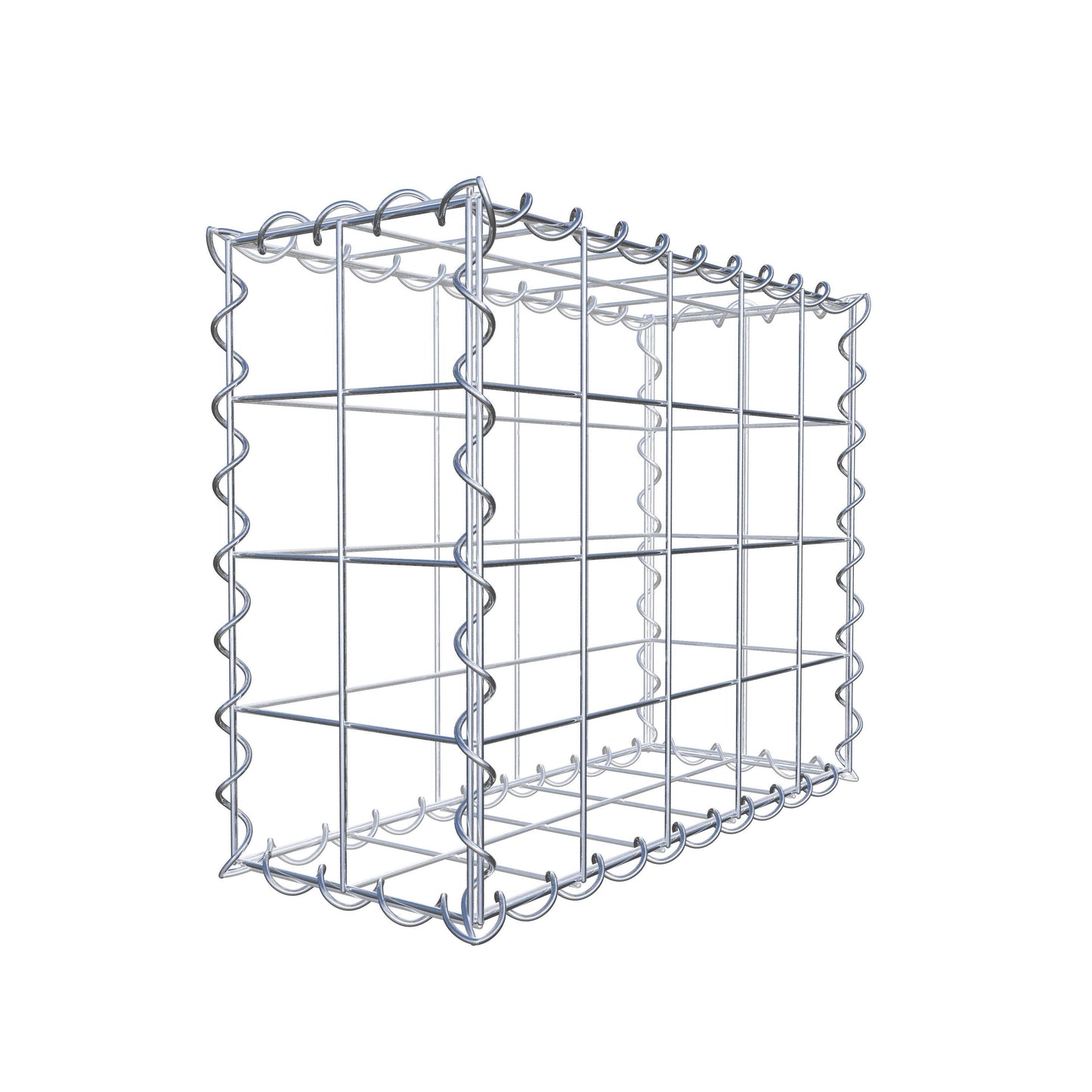 Gabião 50 cm x 40 cm x 20 cm (C x A x P), malhagem 10 cm x 10 cm, espiral