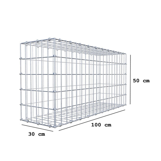Gabion 100 cm x 50 cm x 30 cm (L x H x D), mesh size 5 x 10 cm, spiral ring