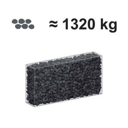 Schanskorf 200 cm x 100 cm x 40 cm (L x H x D), maaswijdte 5 cm x 10 cm, spiraalvormig