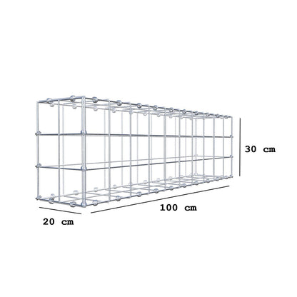 Gabião 100 cm x 30 cm x 20 cm (C x A x P), malhagem 10 x 10 cm, anel espiral