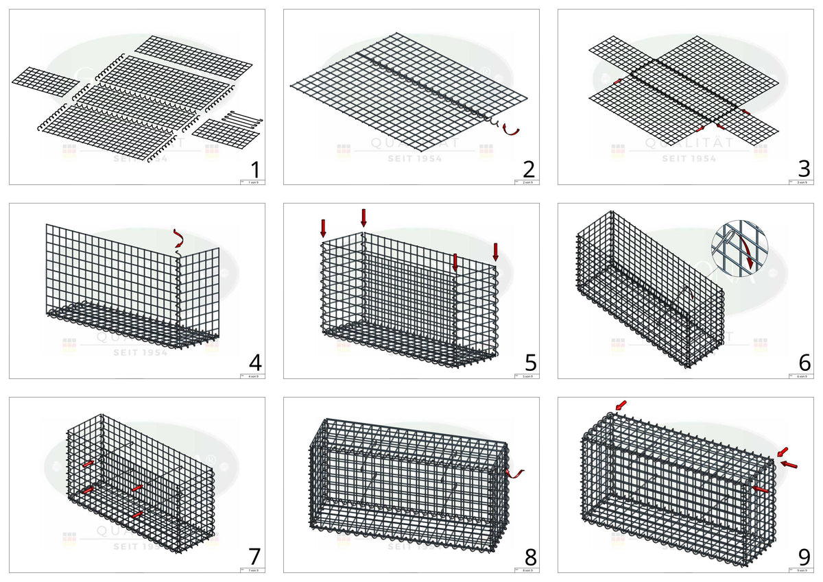 Gabion 50 cm x 40 cm x 40 cm (L x H x P), mailles 5 cm x 5 cm, spirale