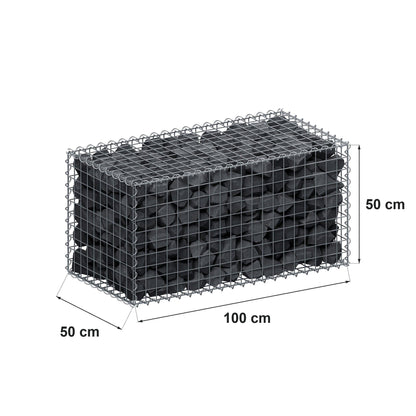 Gabião 100 cm x 50 cm x 50 cm (C x A x P), malhagem 5 cm x 5 cm, espiral