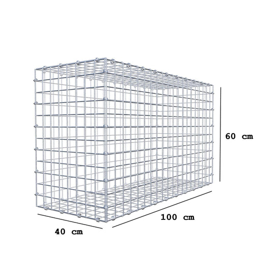 Gabbione 100 cm x 60 cm x 40 cm (L x H x P), maglia 5 x 5 cm, anello a spirale