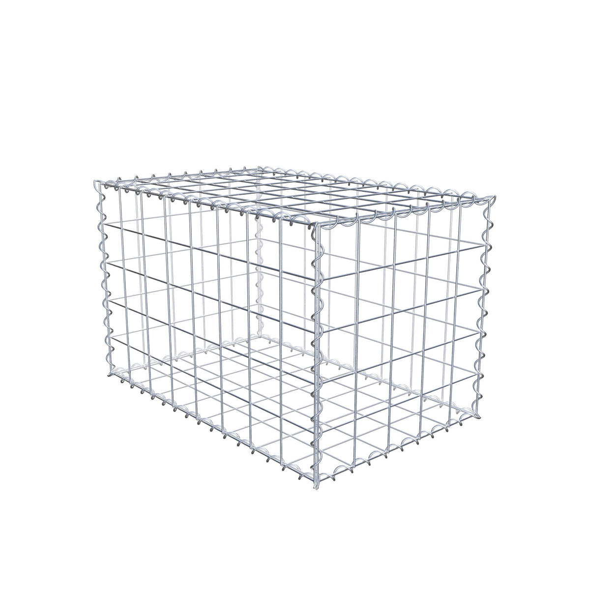 Gabião 80 cm x 50 cm x 50 cm (C x A x P), malhagem 10 cm x 10 cm, espiral