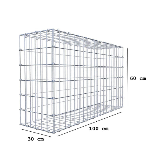 Schanskorf 100 cm x 60 cm x 30 cm (L x H x D), maaswijdte 5 x 10 cm, spiraalring