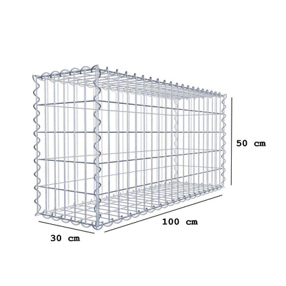 Sats med 2 gabioner 100 cm x 50 cm x 30 cm (L x H x D), maskstorlek 5 x 10 cm, spiral