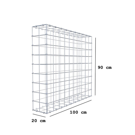 Gabion 100 cm x 90 cm x 20 cm (L x H x D), maskestørrelse 10 x 10 cm, spiralring